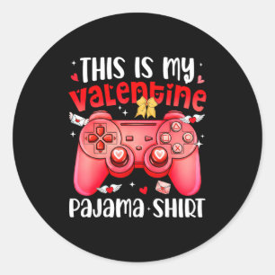 This Is My Valentine Pajama Video Games Gamer Boy  Classic Round Sticker