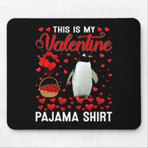 This Is My Valentine Shirt Penguin Red Heart Anima Mouse Pad