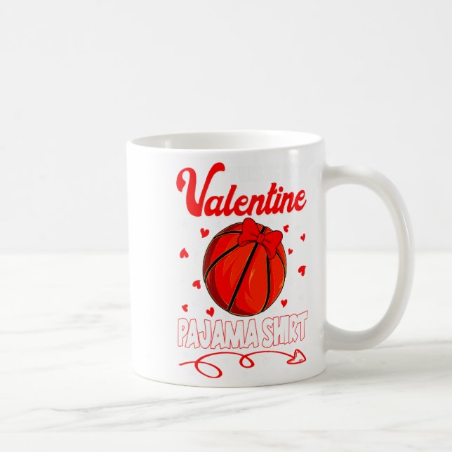 This Is My Valentines Basketball Pajama For Kids B Coffee Mug (Right)