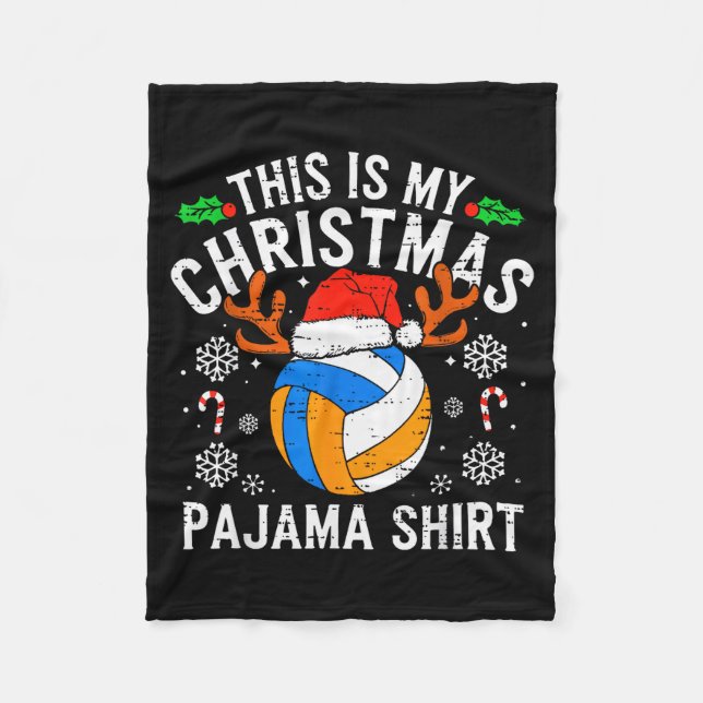 This Is My Volleyball Christmas Pajama Shirt Men B Fleece Blanket (Front)