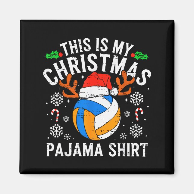 This Is My Volleyball Christmas Pajama Shirt Men B Magnet (Front)