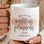 This Is My Wedding Planning Mug Watercolor Name<br><div class="desc">This Is My Wedding Planning Mug Watercolor Name Personalised Coffee Cup. The perfect gift for the engaged bride to be. Blush pink watercolor and grey script design. Personalise this custom design with your own name or text.</div>