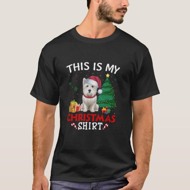 This is My Westie Dog Santa Hat Christmas Pajama T T-Shirt (Front)