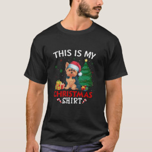 This is My Yorkie Dog Santa Hat Christmas Pajama T T-Shirt