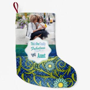 This Is One Totally Fabulous Aunt Blue Butterfly Small Christmas Stocking
