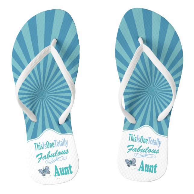 This Is One Totally Fabulous Aunt Blue Butterfly Thongs (Footbed)