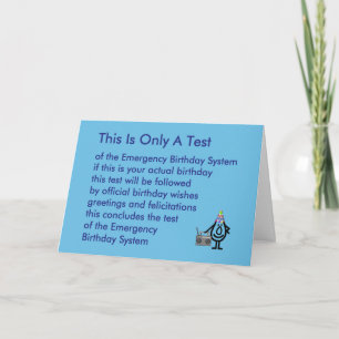 This Is Only A Test - a funny birthday poem Card