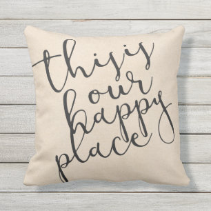 This is our happy place Cotton Fabric Textured Cushion
