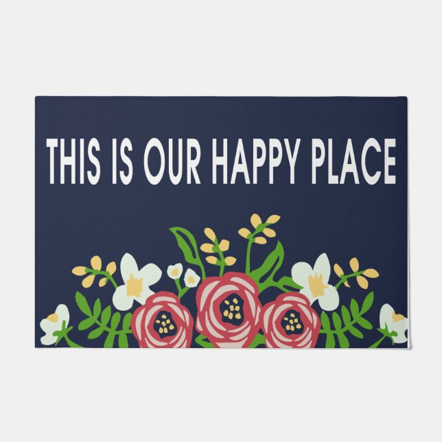 This Is Our Happy Place Doormat, Beautiful Flower Doormat (Front)