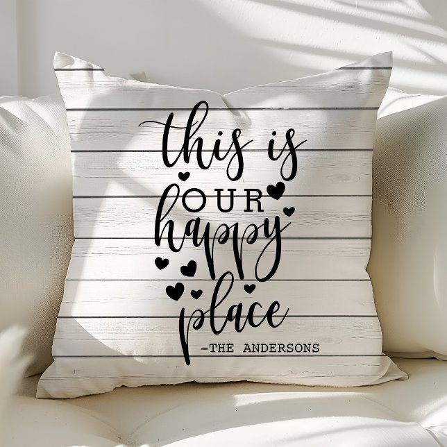 This Is Our Happy Place Farmhouse Rustic Custom Cushion (Creator Uploaded)