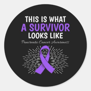 This Is Pancreatic Cancer Awareness Survivor Purpl Classic Round Sticker