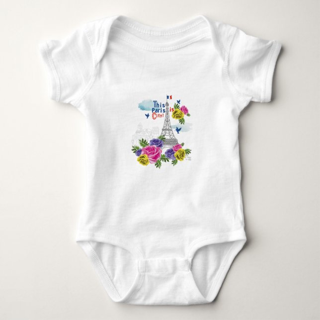 this is paris city baby bodysuit (Front)