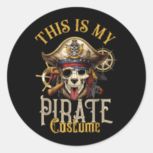 This Is Pirate Costume Dog Pirate Lazy Halloween Classic Round Sticker