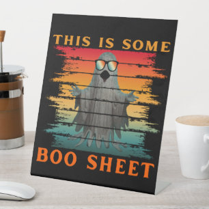 This is some boo sheet funny halloween ghost pedestal sign