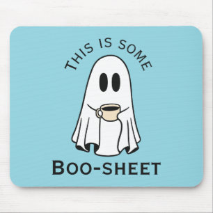 This is some boo-sheet ghost boo with coffee mouse pad