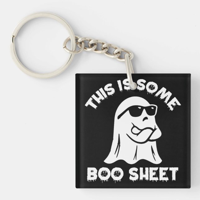 This Is Some Boo Sheet Ghost Funny Retro Halloween Key Ring (Front)