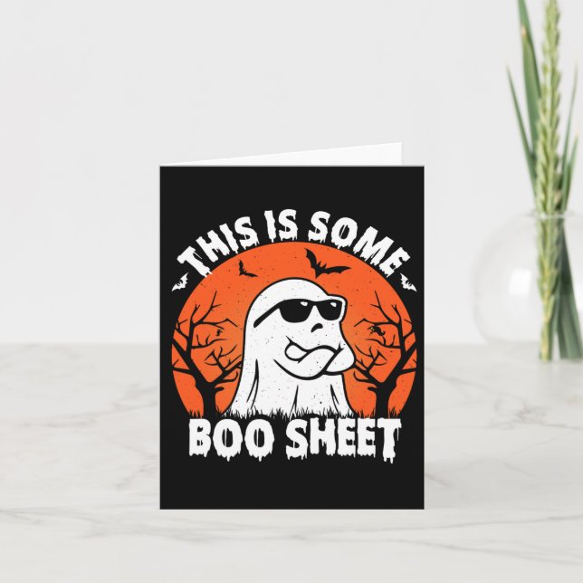 This Is Some Boo Sheet Ghost Retro Funny Halloween Card (Front)