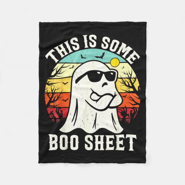 This Is Some Boo Sheet Ghost Retro Halloween Funny Fleece Blanket (Front)