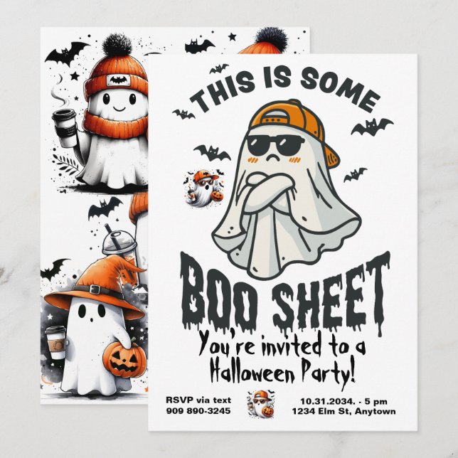 This is Some Boo Sheet Ghost Spooky Invitation (Front/Back)