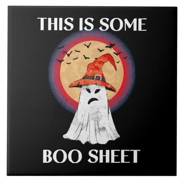 This Is Some Boo Sheet Halloween Ghost Funny Ceramic Tile (Front)