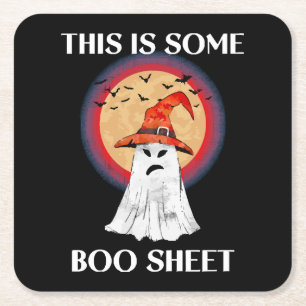 This Is Some Boo Sheet Halloween Ghost Funny Square Paper Coaster
