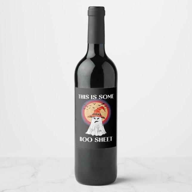 This Is Some Boo Sheet Halloween Ghost Funny Wine Label (Front)