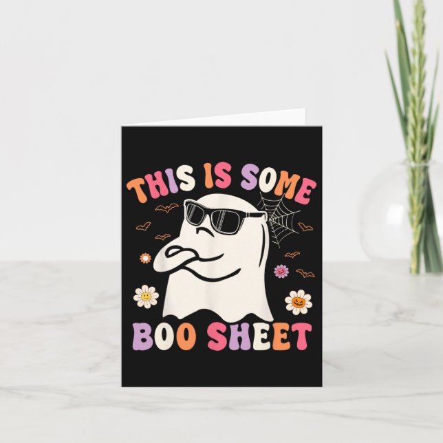 This Is Some Boo Sheet Retro Groovy Ghost Hallowee Card (Front)