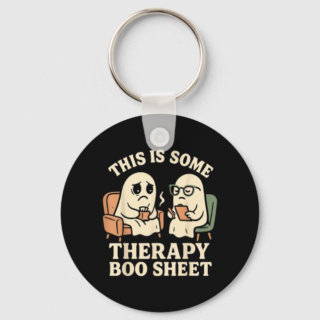This is Some Therapy Boo Sheet Funny Ghost Key Ring (Front)
