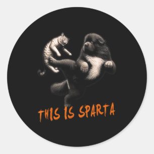 This Is Sparta - Dog Vs Cat  Classic Round Sticker