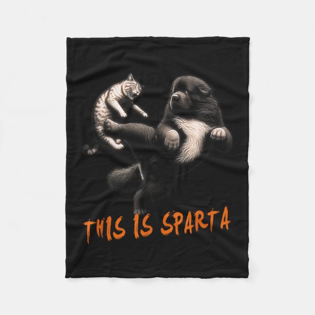 This Is Sparta - Dog Vs Cat  Fleece Blanket (Front)