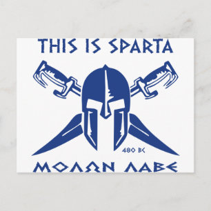 This is Sparta - Molon Lave - Blue Postcard