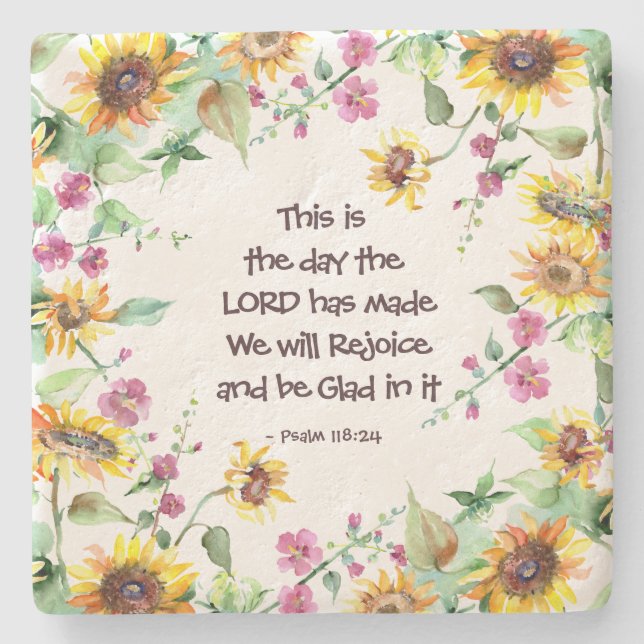 This is the Day the Lord has Made Psalm 118:24 Stone Coaster (Front)