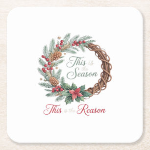 This Is The Season This Is The Christian Christmas Square Paper Coaster