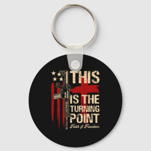 This Is The Turning Point Faith Cross Us Flag Patr Key Ring