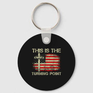 This Is The Turning Point Faith Cross Us Flag Patr Key Ring