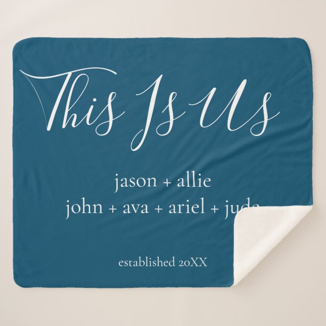 This Is Us | Family Names Personalised Sherpa Blanket (Front (Horizontal))