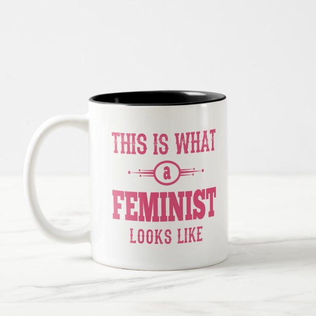 This is What A Feminist Looks Like Two-Tone Coffee Mug (Left)