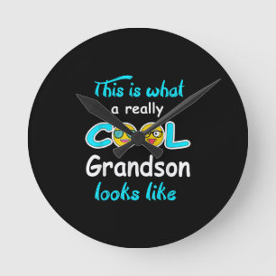 This Is What A Really Cool Grandson Looks Like Round Clock