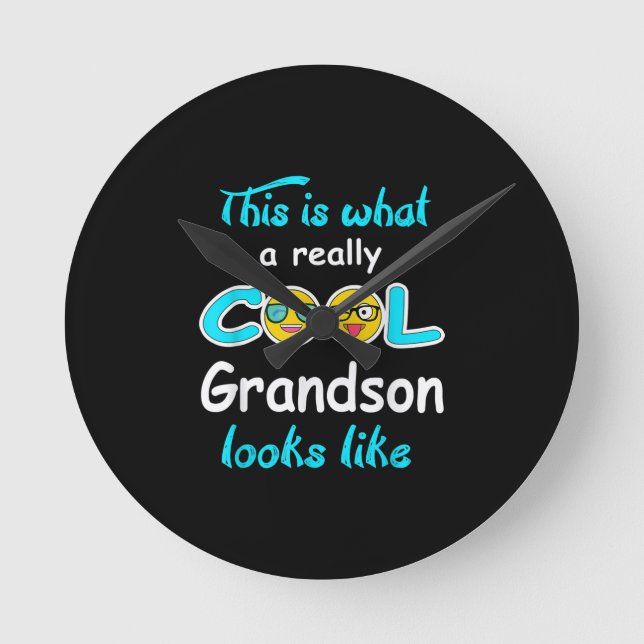 This Is What A Really Cool Grandson Looks Like Round Clock (Front)