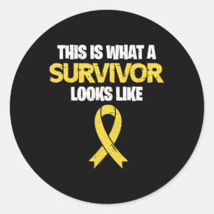 This Is What A Survivor Looks Like Childhood Cance Classic Round Sticker