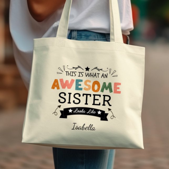 This is What an Awesome Sister looks like Elegant Tote Bag (Creator Uploaded)