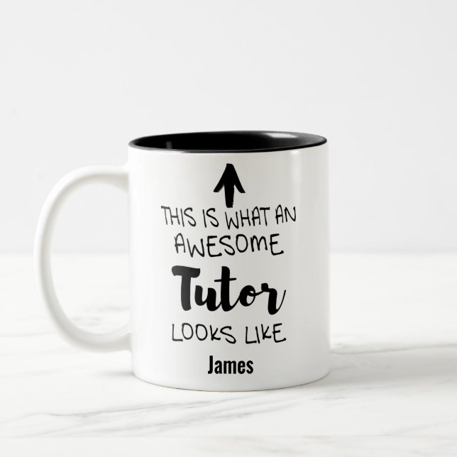 This is what an awesome Tutor looks like Two-Tone Coffee Mug (Left)