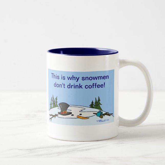 This is why snowmen don't drink coffee! Two-Tone coffee mug (Right)