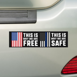 This Is Why We Are Free Safe Thin Blue Line Police Bumper Sticker