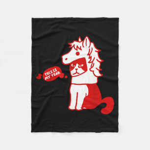 This is year horse year lunar new year cat lovers fleece blanket