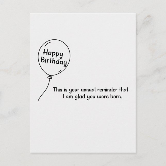 This Is Your Annual Reminder Funny Birthday Postcard (Front)
