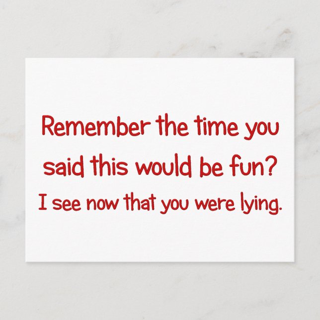 This isn't fun; this is work postcard (Front)