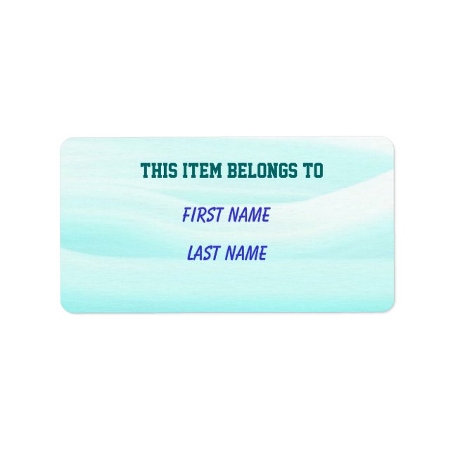 "this item belongs to" label (Front)