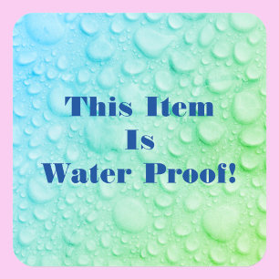 This Item Is Water Proof DIY Text Photo Blue&Green Square Sticker
