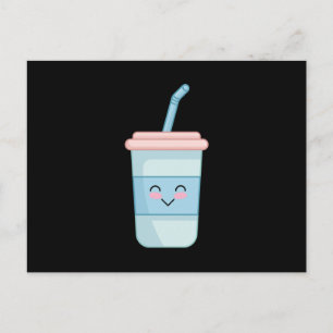 This Kawaii Beverage Cup Art Postcard